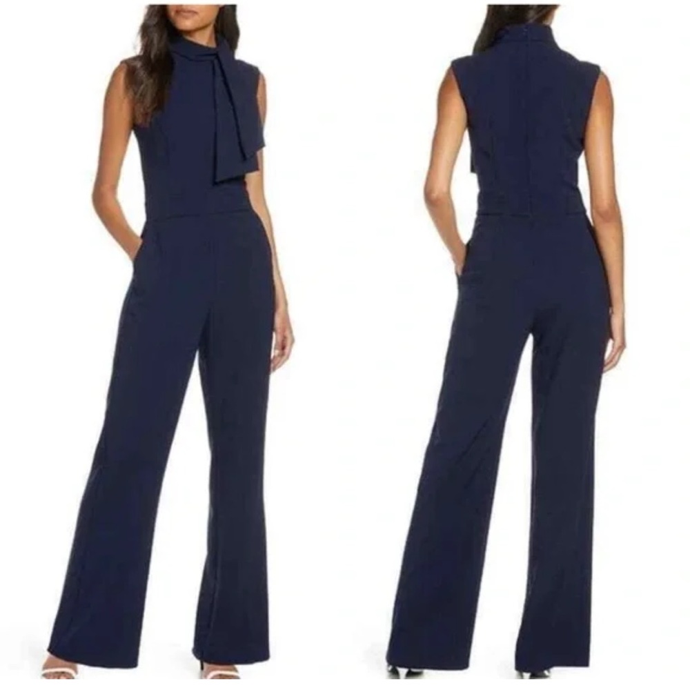 Harper Rose Navy Bow Neck Jumpsuit
